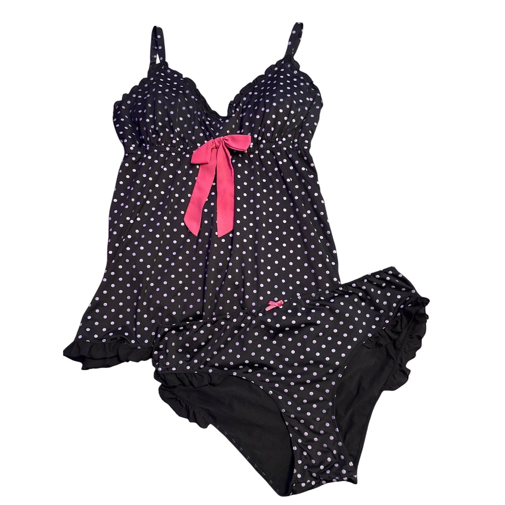 Torrid Babydoll Lingerie Set Polka Dot Ruffle Brief Pink Bow Plus Size 3 3X